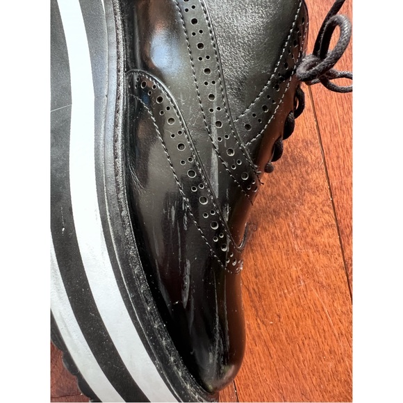 ALDO WADOLIA PLATFORM BROGUES SHOES BLACK WHITE SIZE 8.5 - Picture 5 of 5